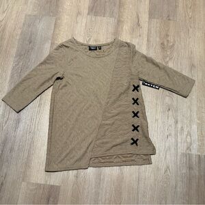 Woman’s Stretch Tan Top with Black Accents